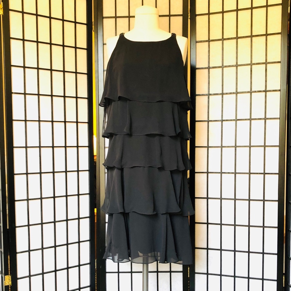 Black Ruffled Cocktail Dress
